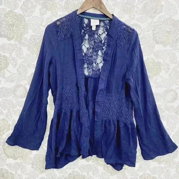 Knox Rose Cardigan Women's L Flare Sleeve Open Front 3478C - Picture 1 of 6